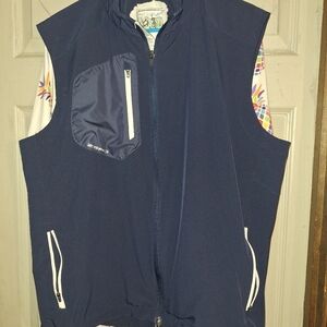 Zero Restriction Navy Blue Vest with White Zipper Details